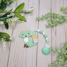 Load image into Gallery viewer, Mint Fox Pacifier Clip with Teether, Silicone, Boho
