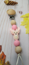Load image into Gallery viewer, Pink Deer Pacifier Clip, Silicone and Beechwood
