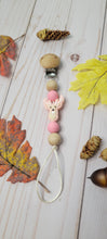 Load image into Gallery viewer, Pink Deer Pacifier Clip, Silicone and Beechwood
