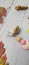 Load image into Gallery viewer, Pink Deer Pacifier Clip, Silicone and Beechwood
