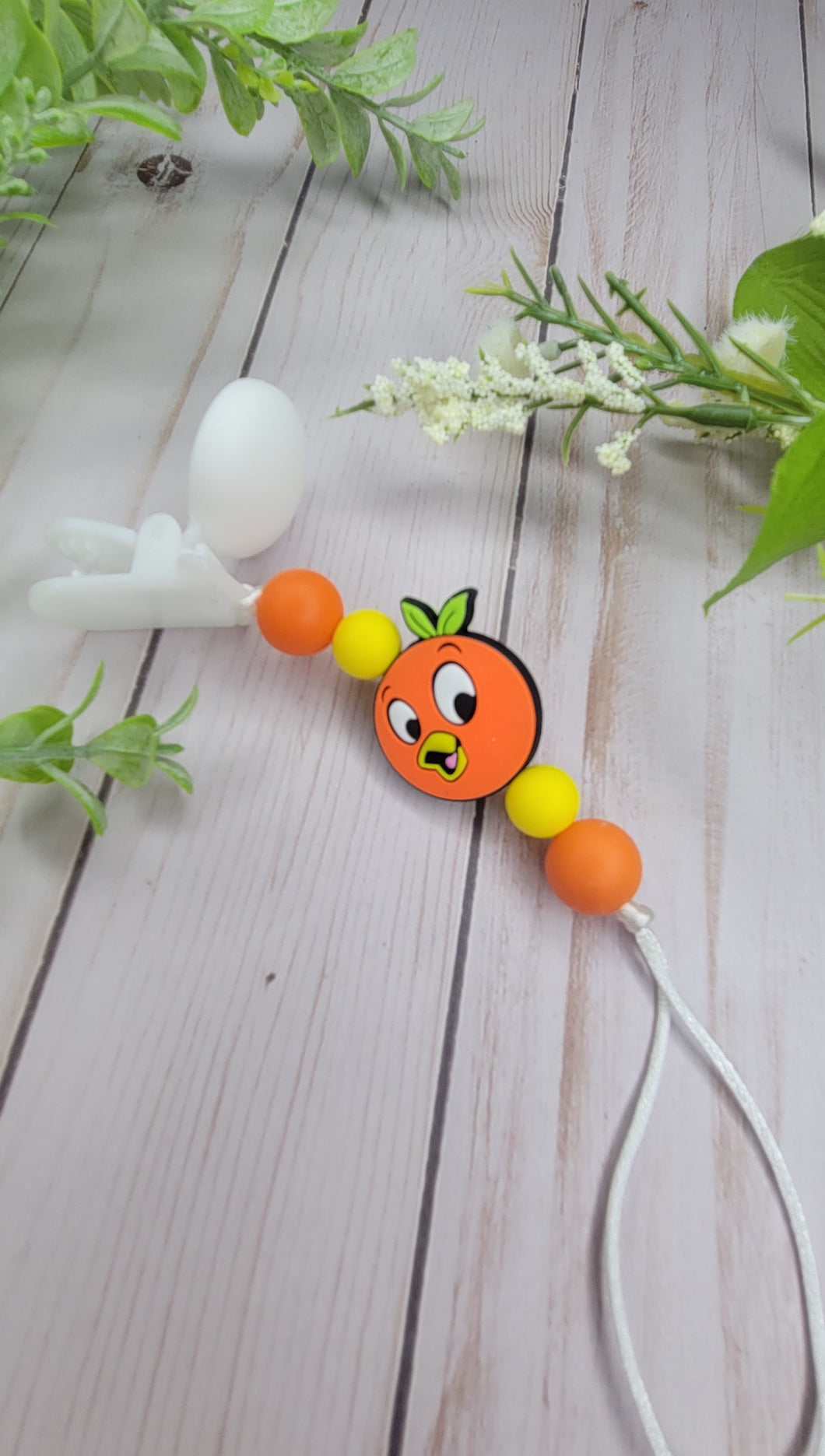 Orange Bird Pacifier Clip