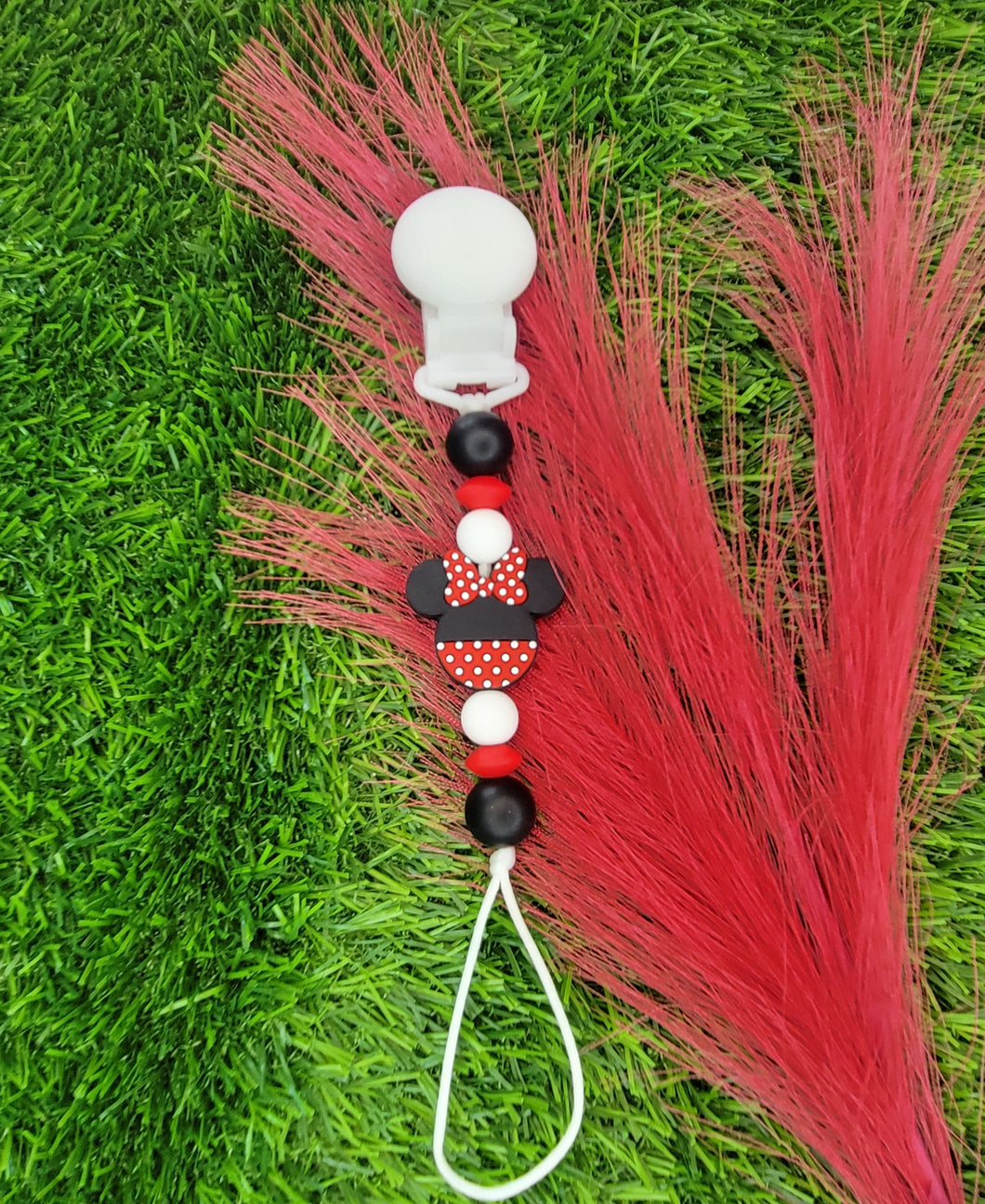 Red Girl Mouse Pacifier Clip