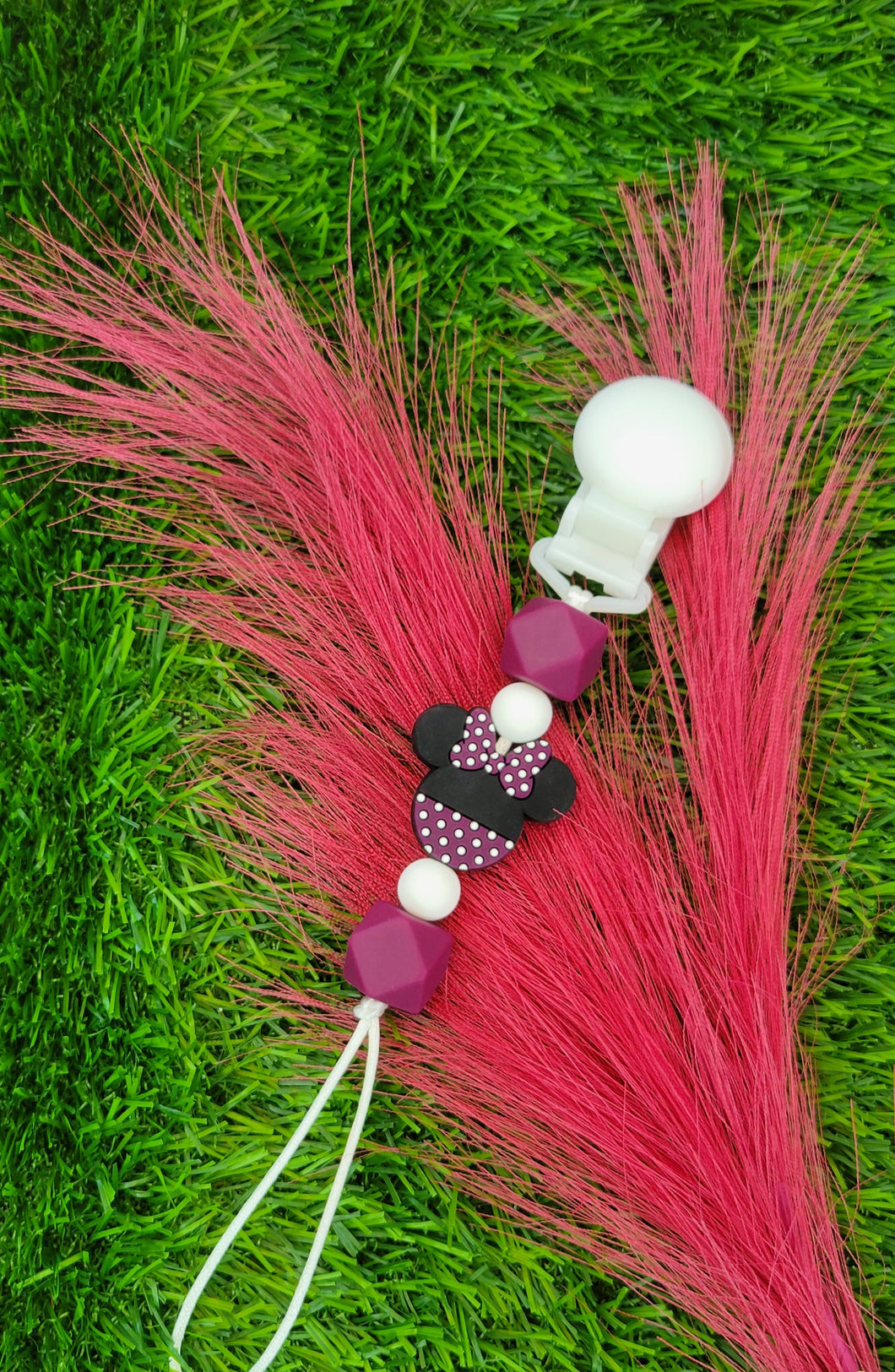 Purple Girl Mouse Pacifier Clip