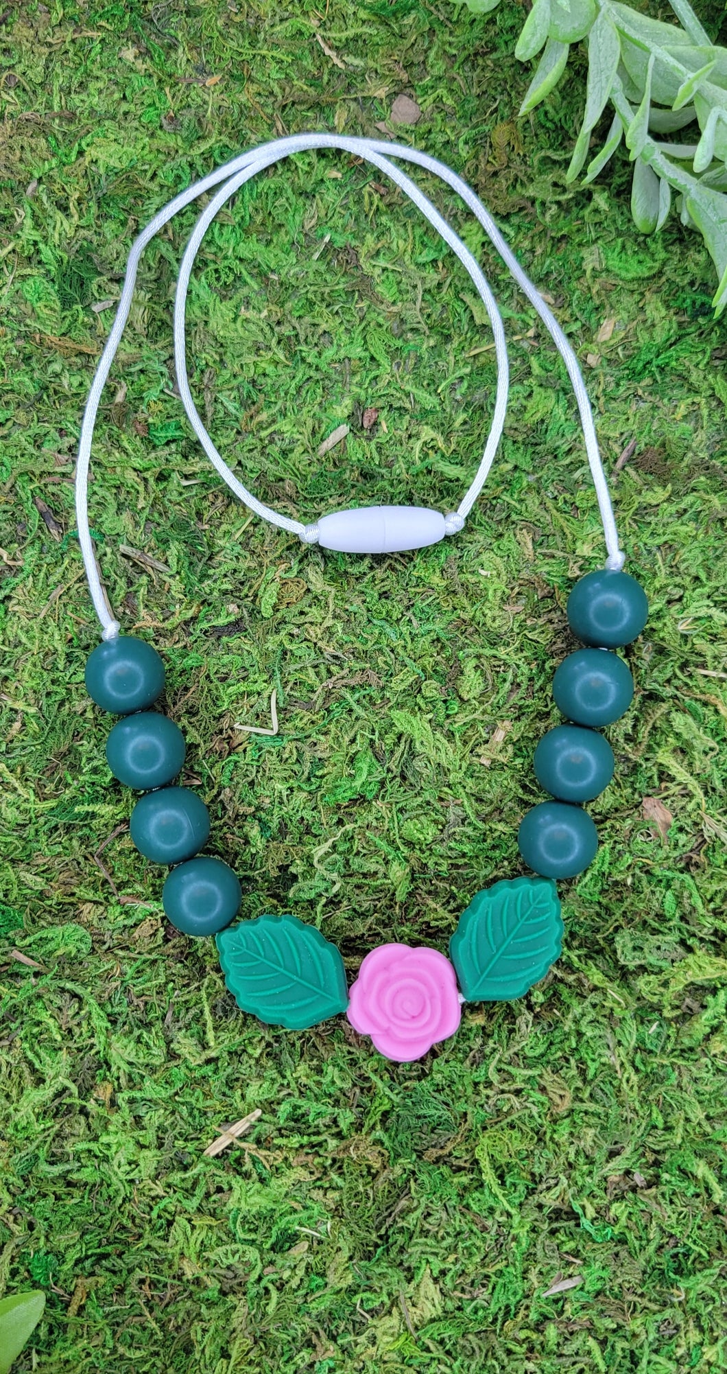 Rose and Leaf Teething Necklace