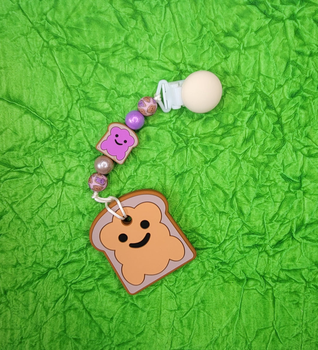 PB & J Pacifier Clip with Teether