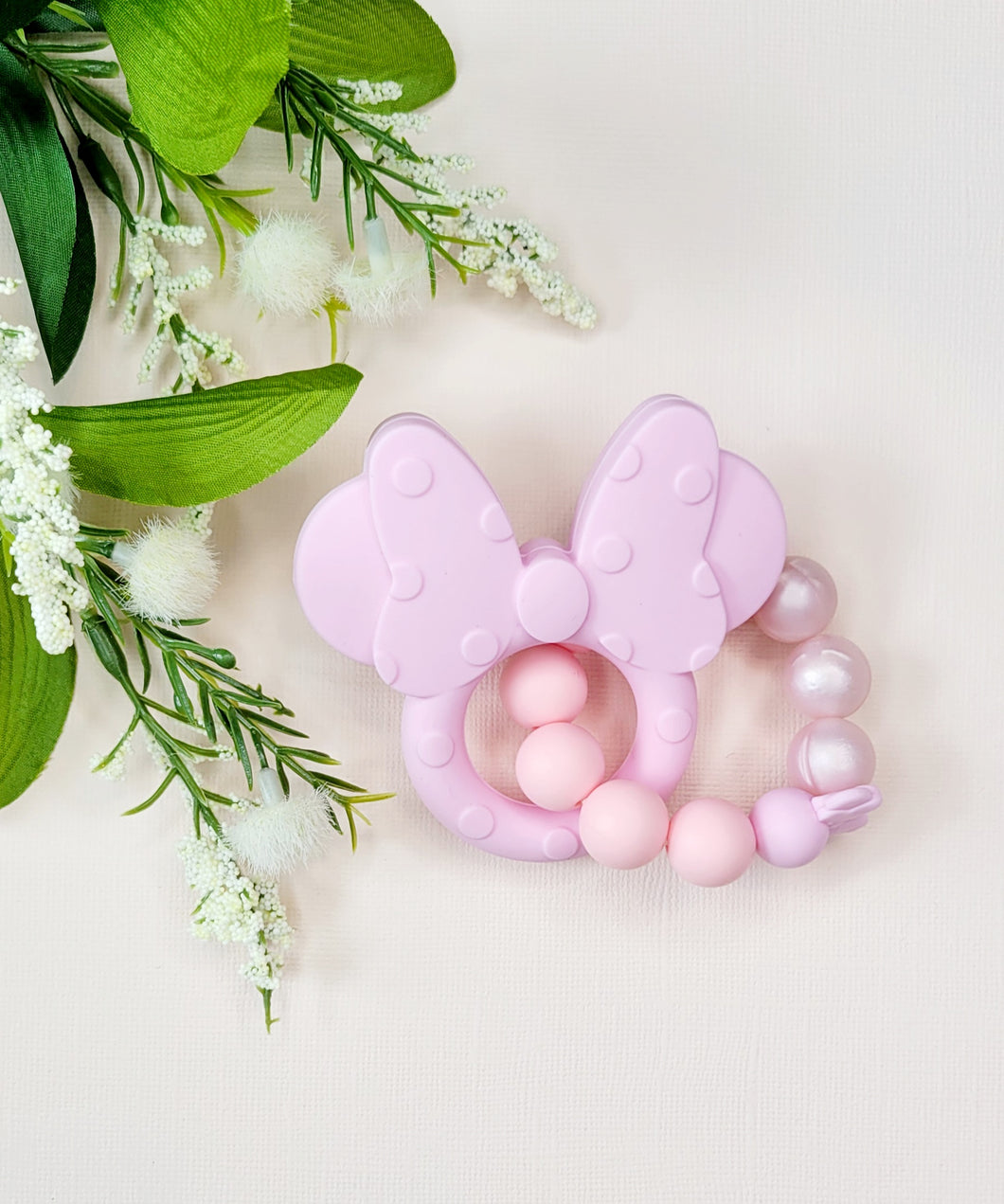 Baby Pink & Pearl Mouse Teething Ring