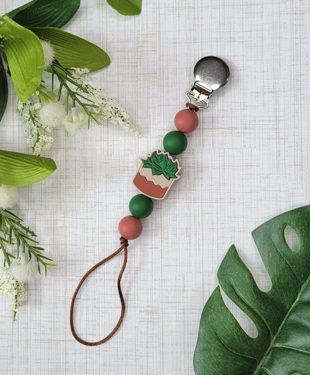 Succulent Pacifier Clip