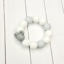 Load image into Gallery viewer, Grey and White Mouse Glitter Teething Ring

