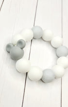 Load image into Gallery viewer, Grey and White Mouse Glitter Teething Ring
