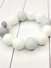 Load image into Gallery viewer, Grey and White Mouse Glitter Teething Ring
