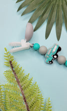 Load image into Gallery viewer, Turquoise &amp; Grey Truck Pacifier Clip
