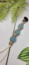 Load image into Gallery viewer, Dusty Blue Floral Embossed Pacifier Clip, Silicone
