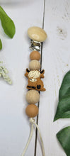 Load image into Gallery viewer, Highland Cow Beechwood Pacifier Clip, Silicone
