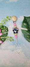 Load image into Gallery viewer, Floral Stitch Inspired Pacifier Clip, Silicone &amp; Beechwood
