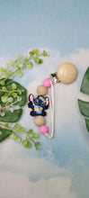 Load image into Gallery viewer, Floral Stitch Inspired Pacifier Clip, Silicone &amp; Beechwood
