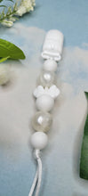 Load image into Gallery viewer, White Pearl Minnie Mouse Pacifier Clip, SIlicone

