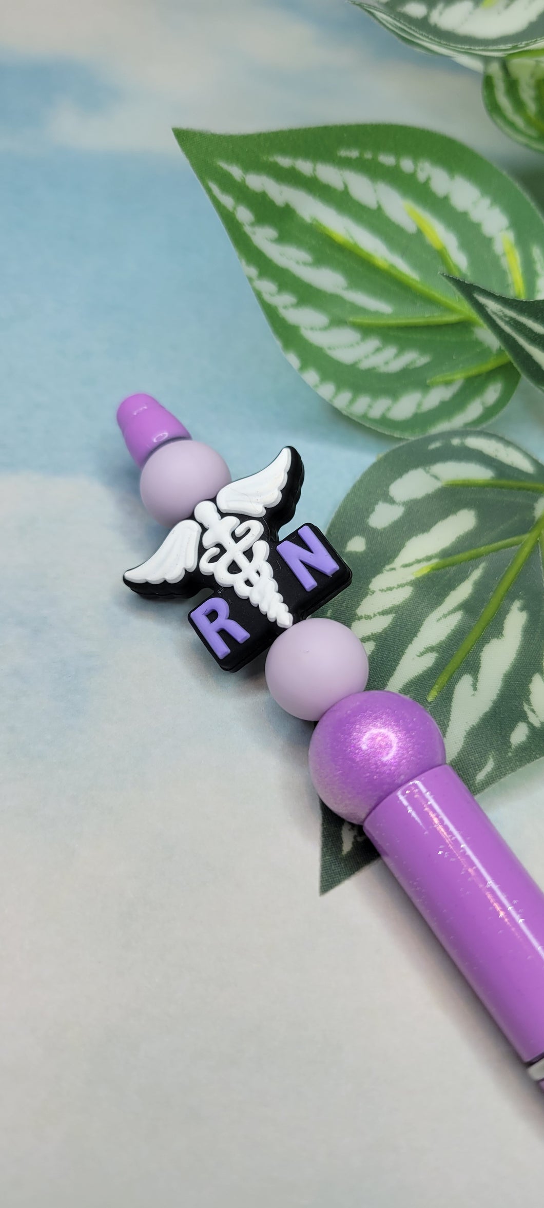 Glitter Purple RN Pen, Silicone Beads