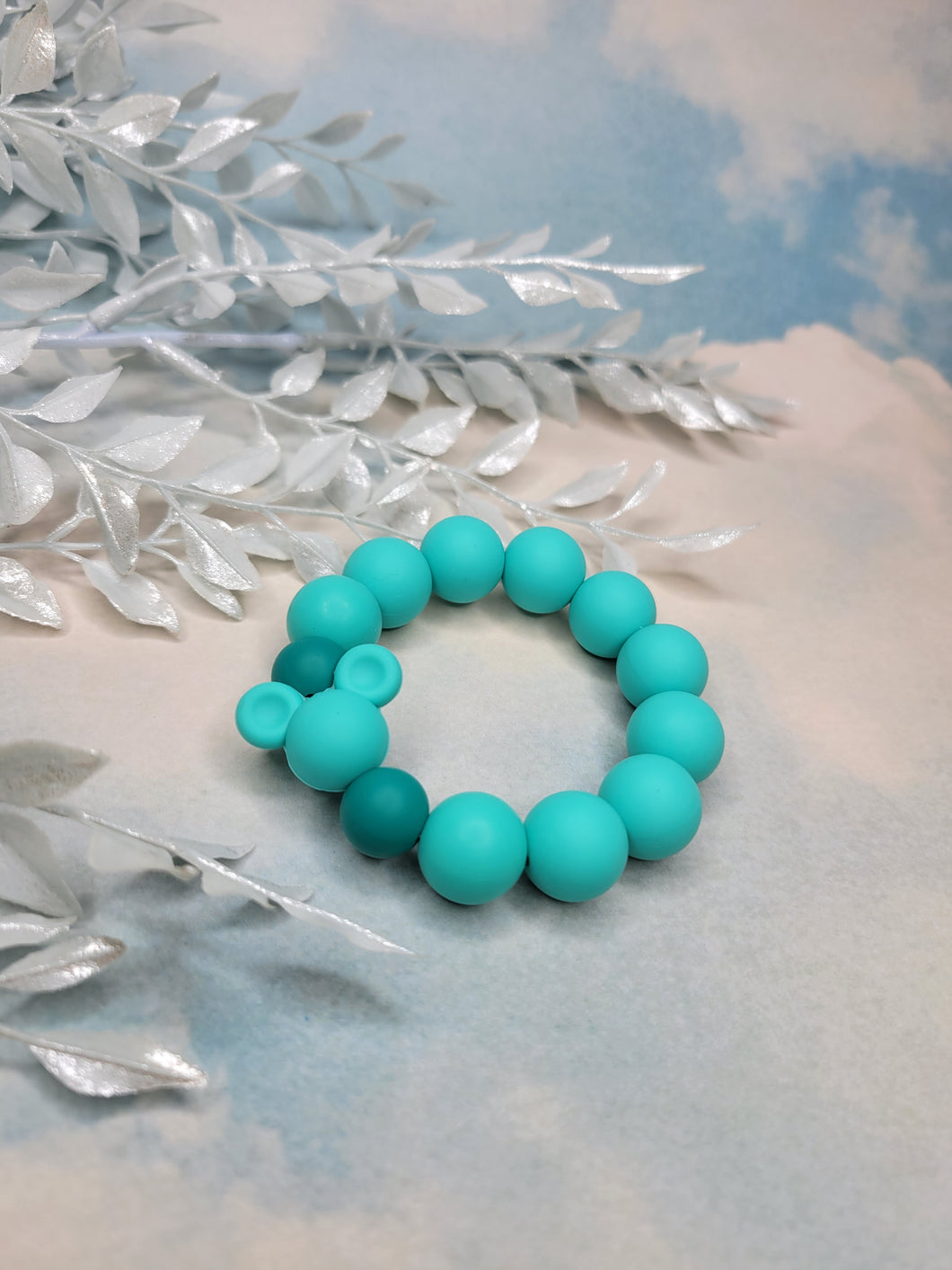 Teal Mouse Teething Ring