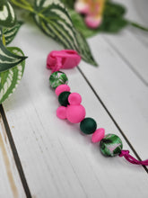 Load image into Gallery viewer, Hot Pink &amp; Leaf Mouse Pacifier Clip
