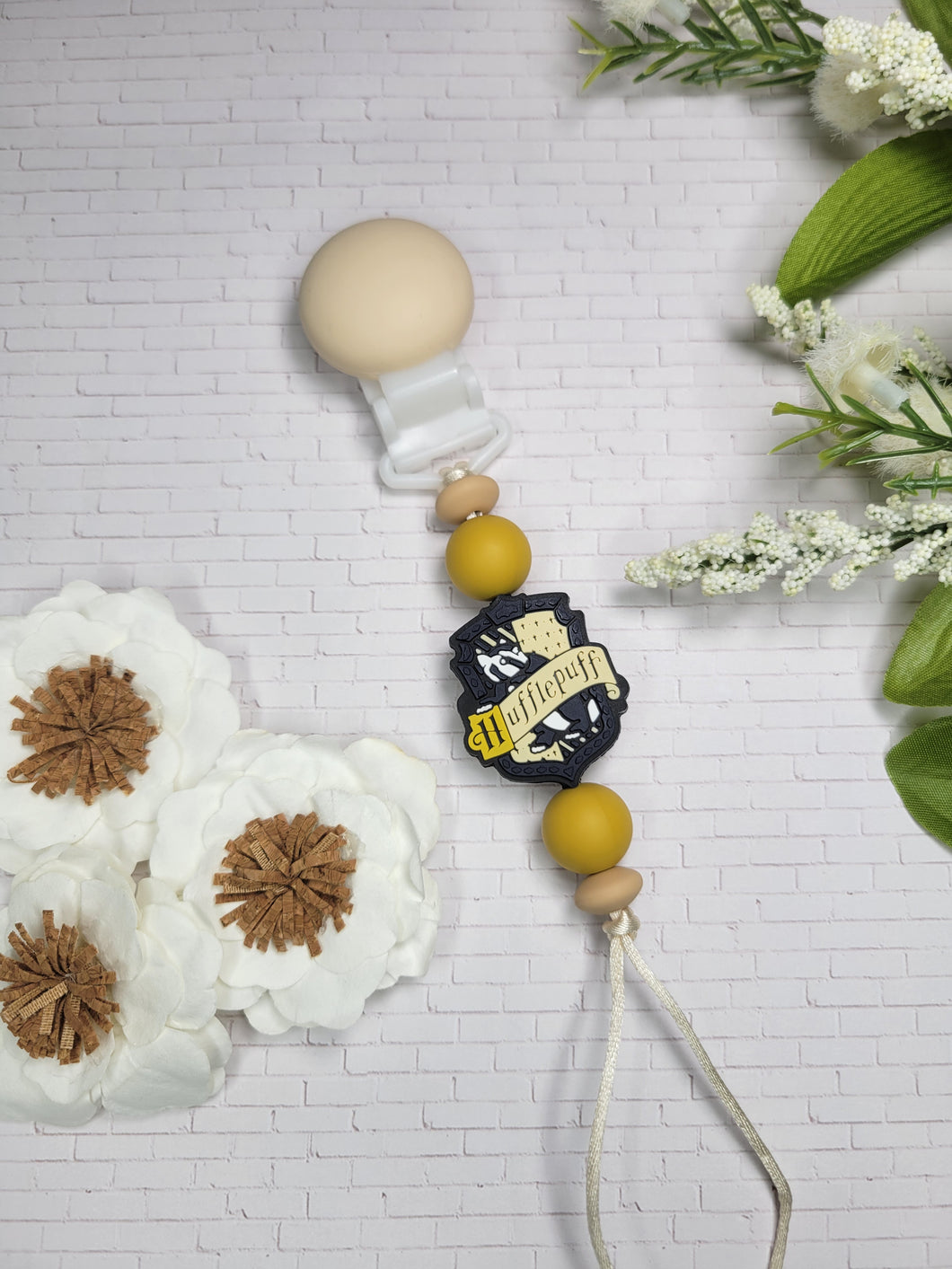 Gold & Navy Wizard House Pacifier Clip
