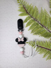 Load image into Gallery viewer, Pink Polka Dot Mouse Pacifier Clip
