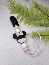 Load image into Gallery viewer, Pink Polka Dot Mouse Pacifier Clip

