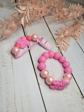 Load image into Gallery viewer, Pink Ballet Pacifier Clip with Teether Ring
