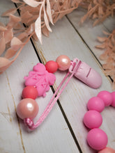 Load image into Gallery viewer, Pink Ballet Pacifier Clip with Teether Ring

