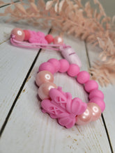 Load image into Gallery viewer, Pink Ballet Pacifier Clip with Teether Ring
