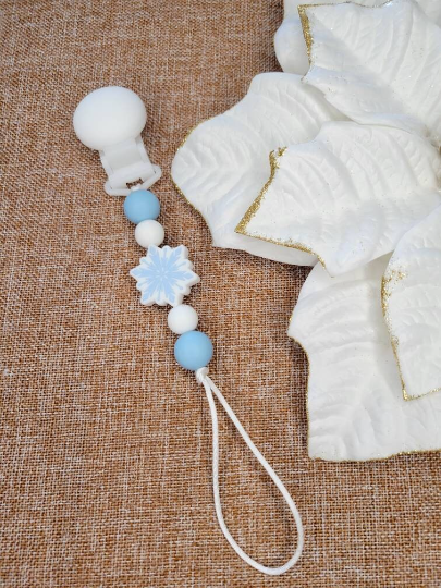 Snowflake Pacifier Clip, Silicone