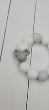Load and play video in Gallery viewer, Grey and White Mouse Glitter Teething Ring
