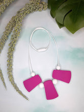 Load image into Gallery viewer, Hot Pink Trapezoid,  Nursing/Teething Necklace, Silicone
