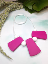 Load image into Gallery viewer, Hot Pink Trapezoid,  Nursing/Teething Necklace, Silicone
