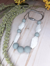Load image into Gallery viewer, Speckled, Grey Geometric Teething Necklace, Silicone
