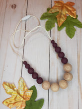 Load image into Gallery viewer, Merlot and Beechwood Nursing/Teething Necklace, Silicone
