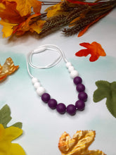 Load image into Gallery viewer, Purple and White Nursing/Teething Necklace, Silicone
