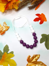 Load image into Gallery viewer, Purple and White Nursing/Teething Necklace, Silicone
