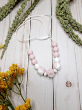 Load image into Gallery viewer, Pink and White Marble Nursing/Teething Necklace, Silicone
