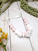 Load image into Gallery viewer, Pink and White Marble Nursing/Teething Necklace, Silicone
