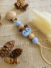 Load image into Gallery viewer, Blue Deer with Beechwood Pacifier Clip, Silicone

