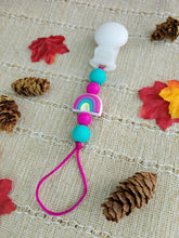 Load image into Gallery viewer, Fuchsia and Teal Rainbow Pacifier Clip, Silicone

