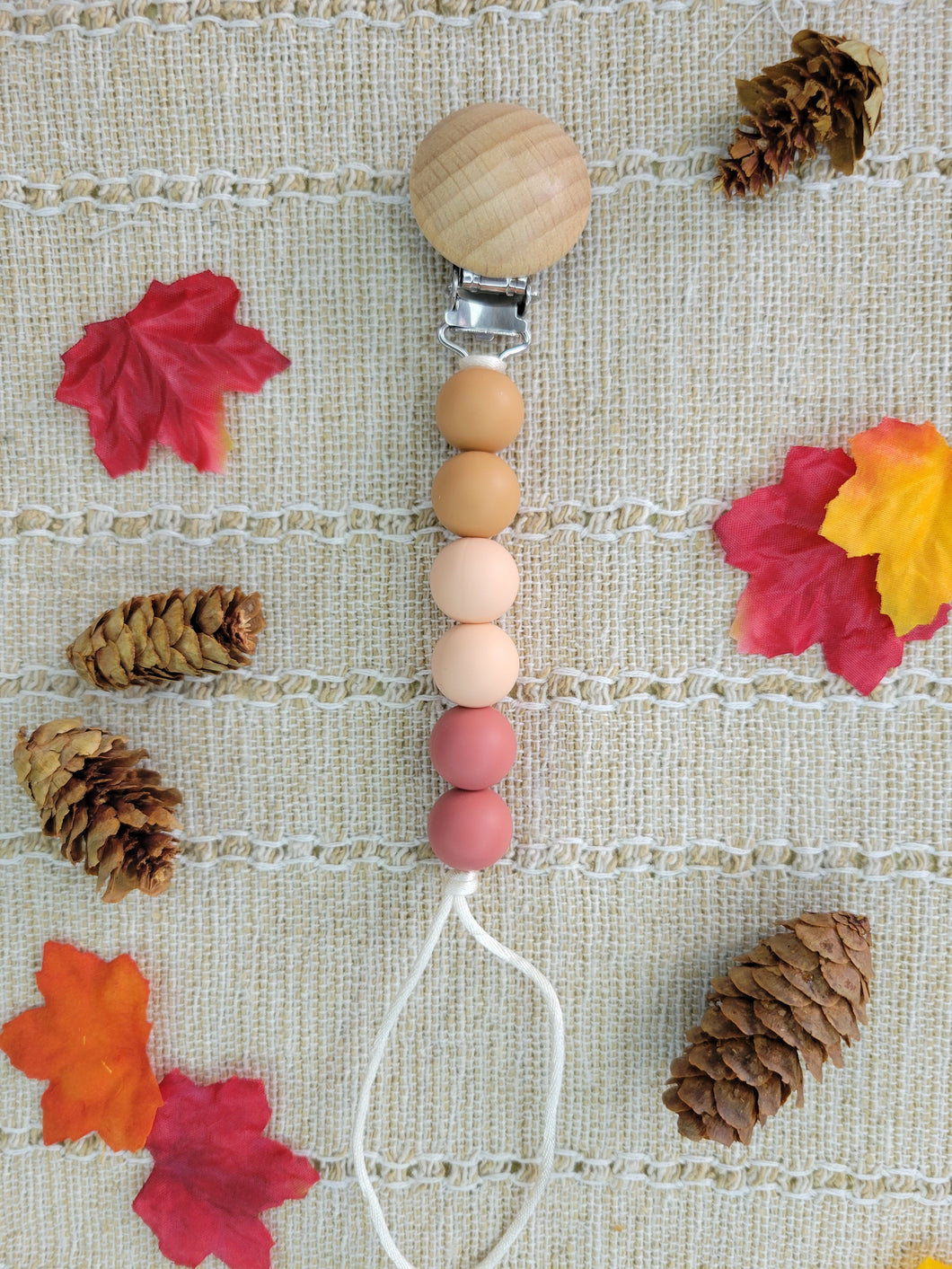 Dusty Desert Pacifier Clip with Beechwood Clip