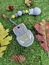 Load image into Gallery viewer, Grey Race Car Pacifier Clip with Teether, Silicone
