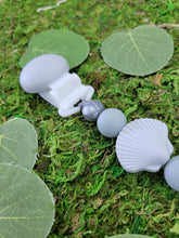 Load image into Gallery viewer, Gray Sea Shell Pacifier Clip, Beach, Summer
